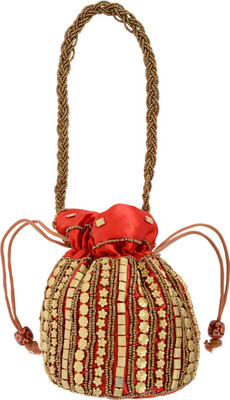 Bagaholics Ethnic Silk Batwa Potli(Red)