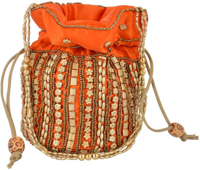 

HanumantCreations Pouch Potli Bags Potli(Orange, Gold), Gold;orange