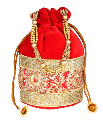

Pretty Krafts Fashionable Red Potli(Red)
