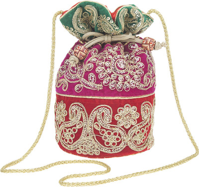 

Fashiondrobe Beautiful Silk Broad Brocade Potli(Red)