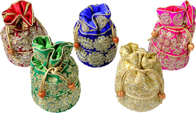 

Duchess Duchess! handicraft Item beautiful multi coloured potli bag (RED, BLUE, PINK, GREEN,GOLD) Potli(Gold, Red, Pink, Blue, Green), Blue;gold;green;pink;red