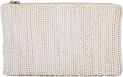

Diwaah Hand crafted white embroidered zip top. Pouch(White)