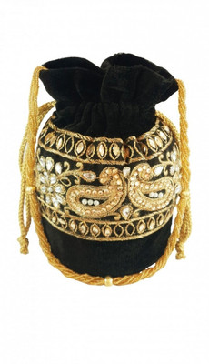 

Grace Occasions Velvet Crystal Potli(Black)