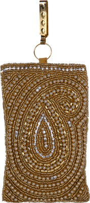 

Magnus Women Velvet Embroidered Coin Mobile Mini Shoulder Bag Pouch(Gold)
