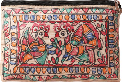 

iMithila Delicate Peacocks ,Casual, Ethnic and Jeanswear Madhubani Handpainted Pure Tussar Silk Pouch(Multicolor)