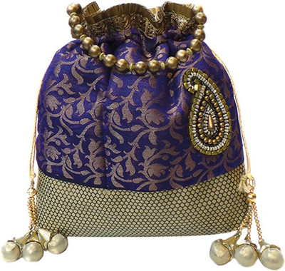 

Bhamini Batwa with Paisley Motif Potli(Blue)