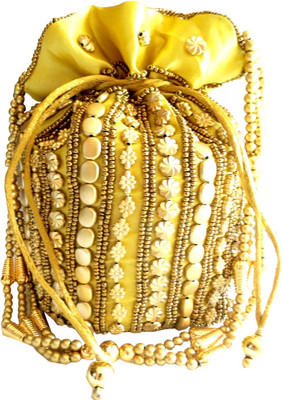 

GiftPiper Bead Pouch/Potli Bag - Golden Potli(Multicolor)