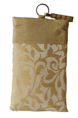 

Mahadev Exports Gold Flower Hooked mob Cover Mobile Pouch(Gold)