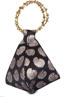 

Kleio Ethnic Brocade Potli Potli(Black, Silver)