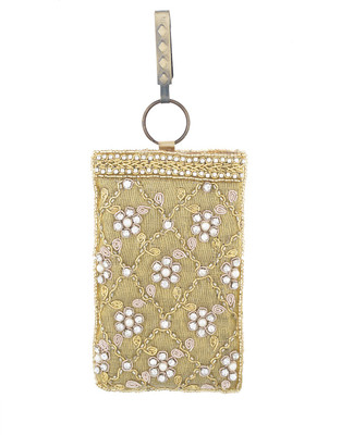 

Vama Fashions Flower Designed with CZ Stone Mobile Pouch(Gold)
