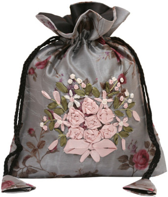 

Soulful Threads Floral Design Potli(Grey)