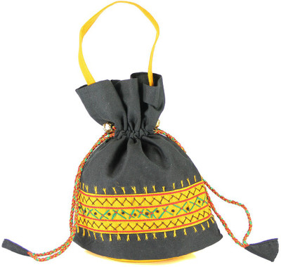 

Womens Cottage Small Patch Work Batwa Purse Potli(Black)