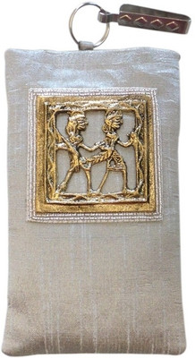 

Bhamini Silk with Tribal Brooch Mobile Pouch(Silver)