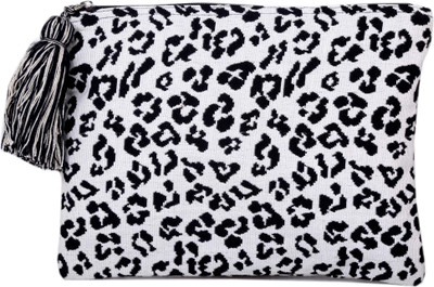 

Diwaah Hand crafted multi embroidered zip top. Pouch(White)
