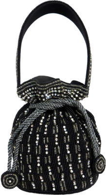 

Kawaii Black Beaded Potli(Black)