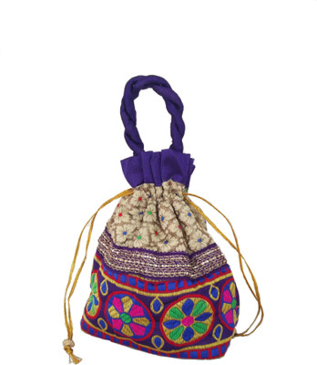 

IndoArtisan IABT 111 Potli(Purple, Pink), Pink;purple
