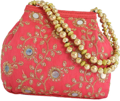 

Mahadev Exports Double Handle Potli Mirror Work Rani Potli(Multicolor)