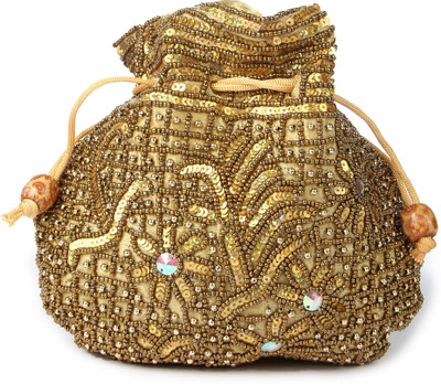 

Kleio ethnic zari and beads potl Potli(Gold)