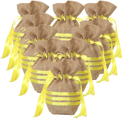 

Kohl Set of 10 Potli Bags Large Yellow Wristlet(Yellow)