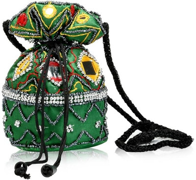 

Oleva Potli Silk Mirror Potli(Green)