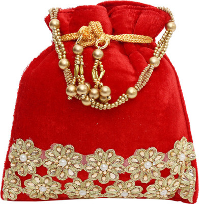 

Bagaholics Ethnic Velvet Batwa Potli(Red)