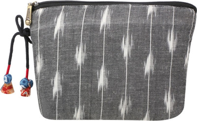 

Aditi Trends Handmade Block Printed Accessory Pouch(Grey)