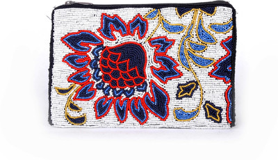 

Diwaah Hand crafted multi embroidered zip top Pouch(Multicolor)