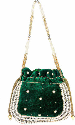 

Home N Mee Green Pearl Velvet Potli(Green)