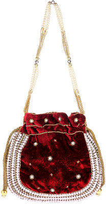 

Home N Mee Maroon Pearl Velvet Potli(Maroon)