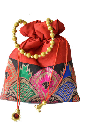 

Mahadev Exports Border Batwa Red Potli(Red)