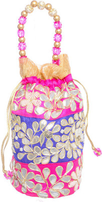 

Geetanjali Decor Gota patti work Potli(Pink)