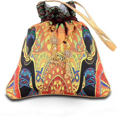 

The G Street Colorful Tribal Print Potli(Multicolor)