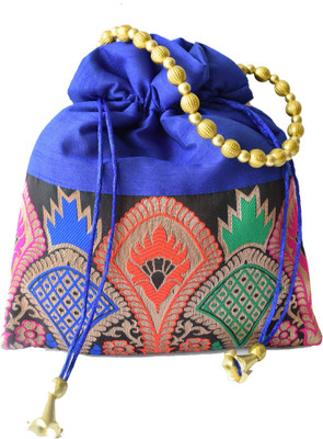 

Mahadev Exports Border Batwa Blue Potli(Blue)