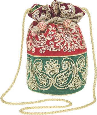 

Fashiondrobe Elegant Silk Broad Brocade Potli(Green)