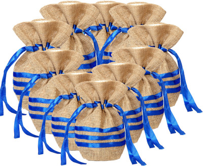 

Kohl Set of 10 Potli Bags Small Blue Wristlet(Red)