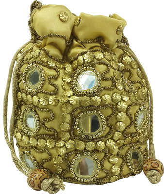 

X-WELL Beaded Clutch Potli(Gold)