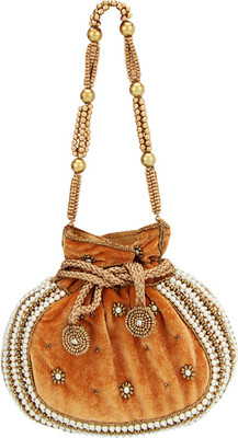 

CREATIVE EMBELLISHMENT l'amour bags Potli(Orange)