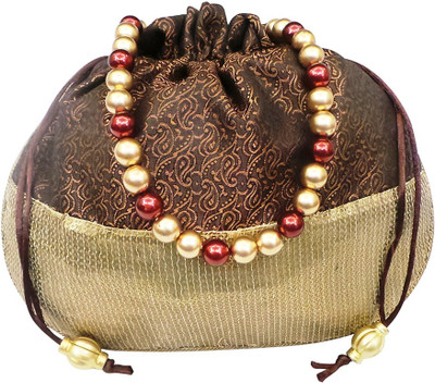

Bhamini Sequin Bottom Potli(Brown)