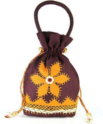 

Womens Cottage Medium Patch Work Batwa Purse Potli(Brown)