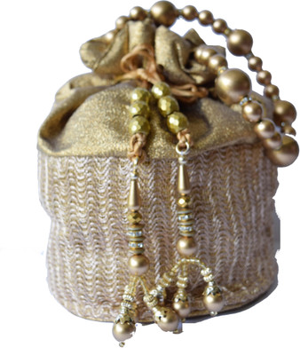

Mahadev Exports Golden broad lace Gutthi Potli(Gold)
