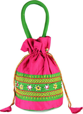 

Womens Cottage Patch Work Big Batwa Purse Potli(Pink)