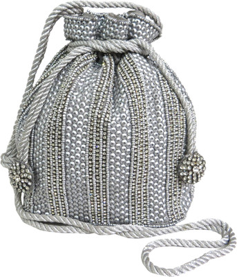 

Kawaii Grey Sequins Diamante Potli(Grey)