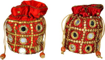

Duchess Duchess! handicraft Item beautiful multi coloured Potli Bag Potli(Maroon, Pink)
