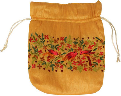 

Soulful Threads Lovely Embroidered Golden Potli(Yellow)