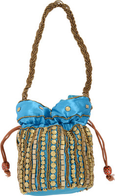 

Bagaholics Ethnic Silk Batwa Potli(Blue)