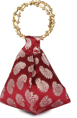 

Kleio Ethnic Brocade Potli Potli(Maroon, Silver)