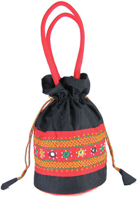 

Womens Cottage Patch Work Big Batwa Purse Potli(Black)