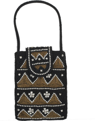 Vama Fashions Beads with Spring Design Mobile Pouch(Black)