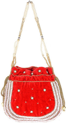 

Home N Mee Red Pearl Velvet Potli(Red)