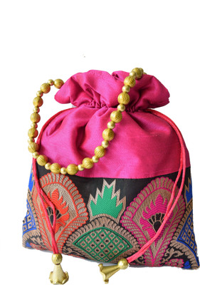 

Mahadev Exports Border Batwa Pink Potli(Pink)